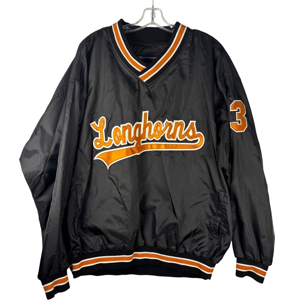 Uniforms Express Texas Longhorns Windbreaker Pullover‎ Mens XL Blk Orange V-Neck
